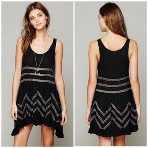 FP Voile and Lace Trapeze Slip in Black